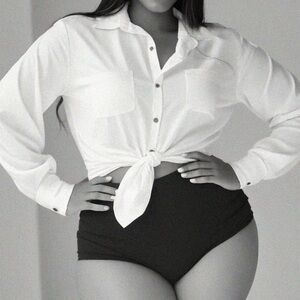 Women's White Tie-Front Shirt